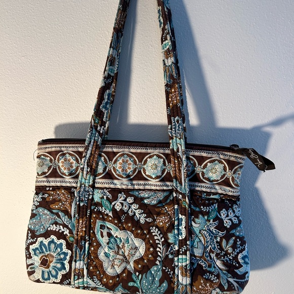 Vera Bradley Blue and Brown Floral Tote - Picture 2 of 9